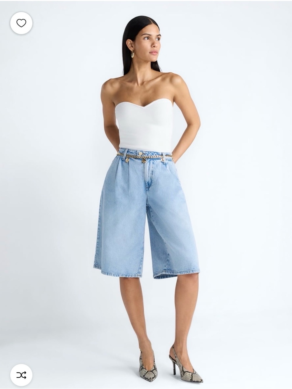 Devil Wears Prada Scoop Collection Denim Pleated Culottes NWT - Picture 7 of 12